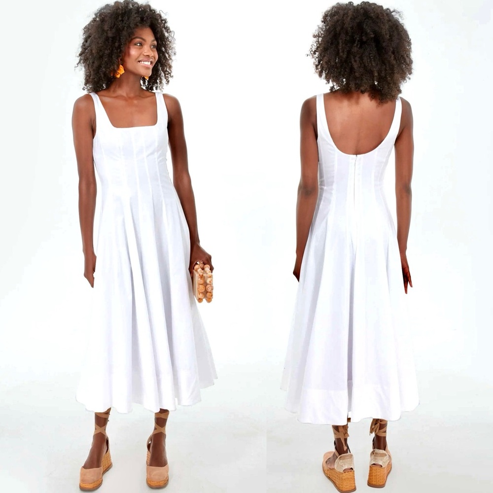 🌺🎉HP🎉🌺 NWT Staud Wells Midi Dress White - Picture 8 of 16